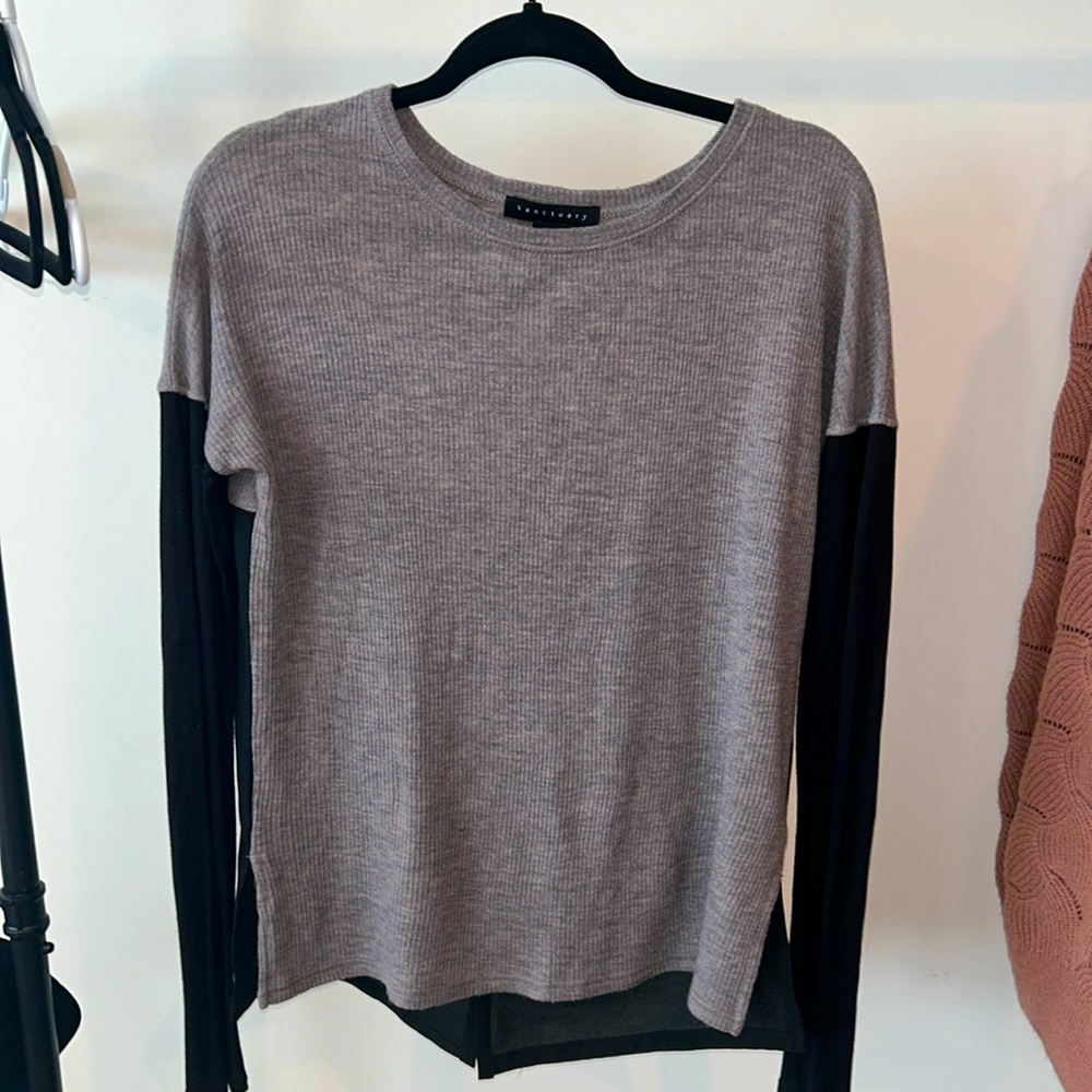 Sanctuary mixed fabric blouse